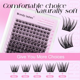 Lash Clusters Kit Natural Eyelashes Individual D-Curl Soft Cluster Lashes k001 10-18mm Mixed Russian DIY Lash Extension Kit with Lash Bond and Seal(FK/KIT-k001-D-Mix1018)