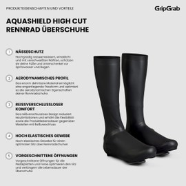 GripGrab AquaShield High Cut Professional Road Bike Rain Cover Overshoes Zipless Long Aero Cycling Covers