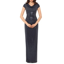 X by Xscape Womens Open Back Cowl Neck Evening Dress Gray 4