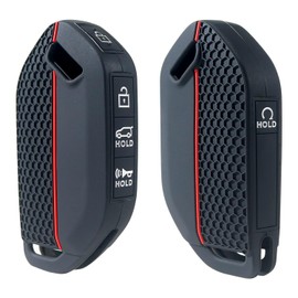 KENTUTO Key Fob Cover for Kia Telluride Accessories 2023 2024 5 Buttons Key Fob Shell Portector Smart Remote Silicone Case (Black, 2 Pcs)