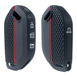 KENTUTO Key Fob Cover for Kia Telluride Accessories 2023 2024 5 Buttons Key Fob Shell Portector Smart Remote Silicone Case (Black, 2 Pcs)