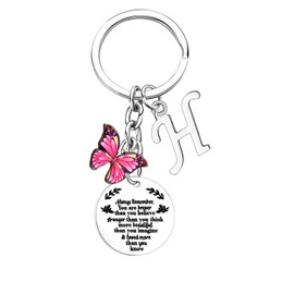 Nfyxcaz Initial Keyring With Butterfly Pendant Inspirational Gift For Women 26 Letter Alphabet Keychain For Friends Christmas Birthday Gift for Daughter Sister Niece (Letter H)
