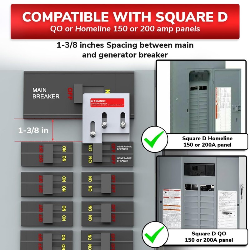 Generator Interlock Kit for Square D QO or Homeline 150