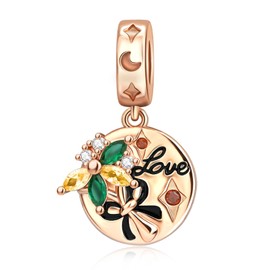 Famuan Jewelry Love Charm 925 Sterling Silver Pendant for Women Heart Blue Daisy Key Nurse Stethoscope Bracelets Mother's Day Valentine's Day Birthday Christmas Gifts for Girls Friends, Silver, Zircon