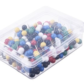 Hrlace 300pcs Map Nail 5 mm Round Head Pins Colourful Head Push Pins Plastic Head Push Pins Map Pins Marking Pins Pin Board Pins for World Map, Cork Board, Fabric Marking Red