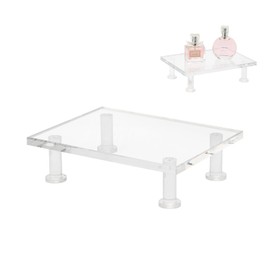 Kcgani Acrylic Pedestal Tray for Countertop Display, Clear Display Base Perfume Tray Action Figures Decor Pedestal Stand Risers, Rectangle Vanity Bathroom Tray Home Decorative Organizer Storage Tray