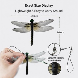 12PCS 3D Artificial Dragonfly Clips – Durable TPR/PVC Hanging Ornaments for Garden, Hat, Backpack, Tent & Outdoor Gear – Lightweight, Fade-Resistant, Easy Attach Design for Hiking, Camping, Gardening