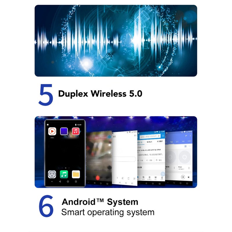 MP3 Player HiFi HD Noise Reduction 4.0 Inch Full Touch