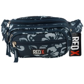 RED X Ladies Mens Canvas Hibiscus Waist BUM BAG Fanny Pack Travel Holiday Security