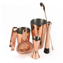 SKY FISH Bartender Kit Cocktail Shaker Set-6 Pieces Stainless Steel Copper Pl...