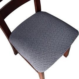 LOPYXBR Dining Chair Seat Covers Set of 6 Jacquard Dining Chair Slipcovers Removable Washable Stretch Dining Chair Covers for Dining Room Kitchen Hotel (Grey, set of 6)