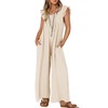 ZESICA Women's 2024 Summer Loose Jumpsuit Casual V Neck Sleeveless