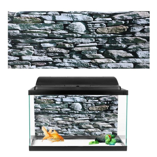 Oyunngs Aquarelle Fond Image pour Aquarium, Effet 3D Stonewalling peintures Affiche, sous-Marin Wall Decal décoration PVC adhésif Autocollant(61 * 30cm)