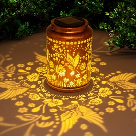 Hummingbird Solar Lanterns Outdoor Garden Ornaments Gifts for Women Mum Grandma , Birthday Gifts for Women Unique, Metal Solar Lanterns Outside for Yard, Patio, Backyard, Porch