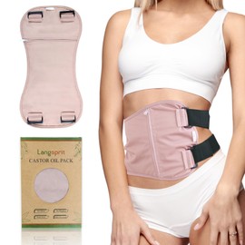Langsprit Castor Oil Pack Wrap,Organic Cotton Castor Oil Packs for Liver Detox,Reusable Castor Oil Pads Pack Compress for Stomach,Castor Oil Packs Body kit Pink-2 L