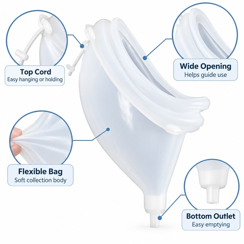 1000mL Portable Urine Collection Bag for Men – Reusable Urinal