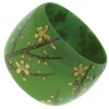 ZSISKA HANAMI BLOSSOMS & BIRDS 2" WIDE BANGLE.BURNT ORANGE