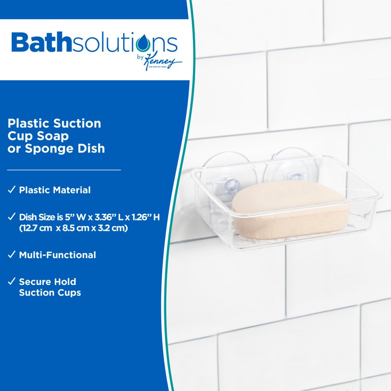 Kenney Plastic Shower Soap Bar Holder, Clear