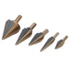 5pcs High Speed Steel Cone Step Drill Bit Metal Hole