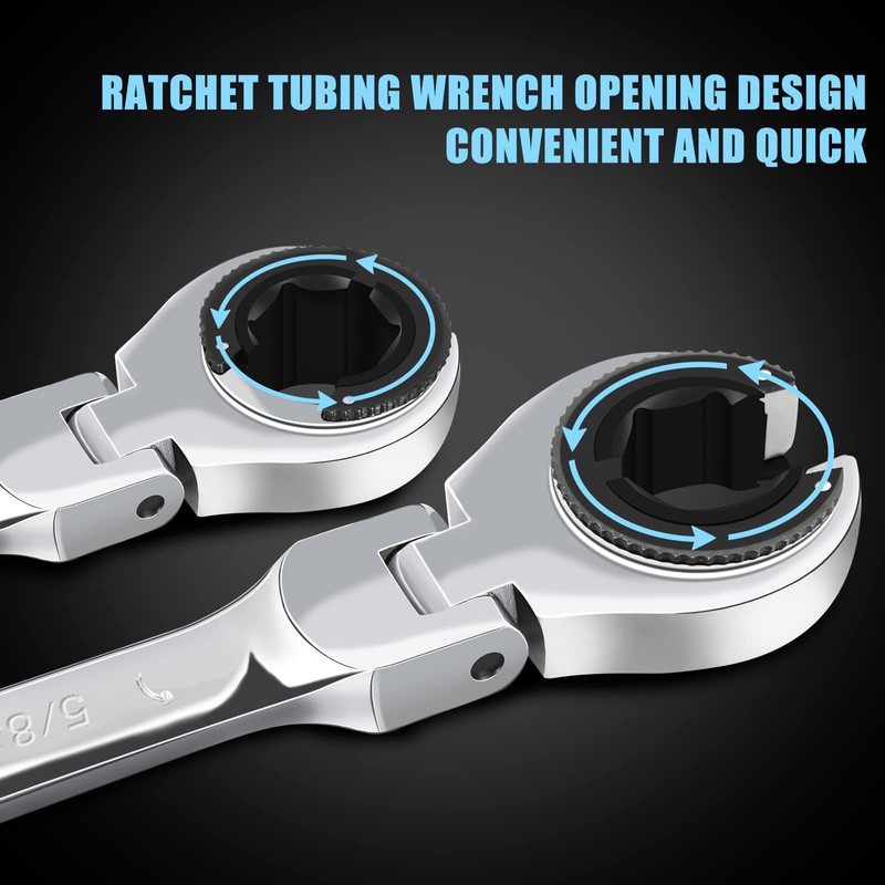 LOSCHEN SAE Flex-Head Ratcheting Wrench Combination Wrench Set 10 Pcs/Set