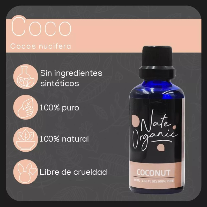Nate Organic Aceite Esencial Coco Fraccionado 100% Nat 50 Ml