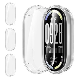 Suoman 3 Piezas para Xiaomi Band 10 Protector Pantalla Funda,Protectective Case Integral Suave TPU Case Watch Cover para Xiaomi Band 10,Transparente&Transparente&Transparente