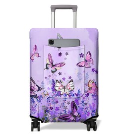 Travel Luggage Cover Suitcase Protector Storage Fits 18-32 Inch Luggage Flower Luggage Protector Wheel Covers Patterned Travel with Pocket Elastic Luggage Anti-scratch Suitcase Cover S