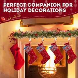2 in 1 Garland and Stocking Mantel Hangers Fireplace, Heavy Duty Garland Hanger Xmas, Christmas Stocking Holders for Mantle Garland,Mantle Hooks for Garland Set of 4 Home Christmas Decoration Holder