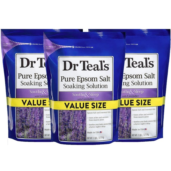Dr Teal's Epsom Salt 3-Pack (21lbs Total) Lavender Soothe & Sleep