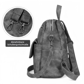 Valleycomfy Women's Small Mini Backpack City Backpack Daypack PU Fashion Travel Shoulder Bag Handbag Backpack for Travel School Work, gray, M