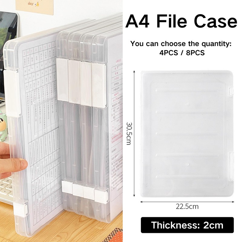 SUQ 4PCS File Storage Box, A4 File Portable Project Case,