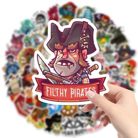 Pack of 50 Pirate Stickers Trendy Cool Cartoon Stickers for Laptop Skateboard Bicycle Motorcycle Computer Water Bottles Luggage Suitcase Vinyl Waterproof Stickers for Adults Teens Children Gift