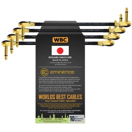 WORLDS BEST CABLES 4 Units - 7 Inch - S-Shaped Pedal, Effects, Patch, Instrument Cable Custom Made Made Using Mogami 2524 Wire and Eminence Gold Plated (6.35mm) R/A Pancake Type Connectors