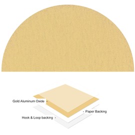 Kozelo 50pcs No Hole Sanding Discs- [ 5 Inch 80 Grit ] Round Hook and Loop Grip Sanding Pads Sheet Sandpaper for Automotive Woodworking Metal Polishing Use| Gold, Aluminum Oxide