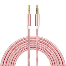Aux cable 3.5mm Male Stereo Jack To Jack Audio Cable, Headphone Aux Cord Audio Stereo lead,Nylon Braided Aux Lead for Car, Headphone, MP3 Player, Smartphone, Home Stereos, Laptop and More (Pink)