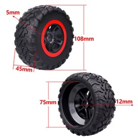 HobbyPark 12mm Hex Pre-Glued 1/10 RC Short Course Wheels and Tires Set Assembled for Traxxas Slash 2wd 4X4 VXL BL-2S Redcat Blackout SC Pro TR10, Losi 22S SCT fit Brushless Motor 2S 3S 4S Models