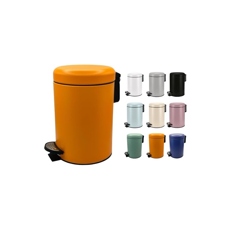 KW Soft Shade Small Round Pedal Bin 3ltr (Orange, 3
