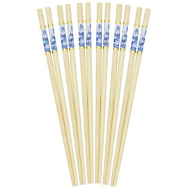 BambooMN Premium Reusable Japanese Bamboo Chopsticks, Floral Print, 9.5 inch - Blue - 6 Pairs