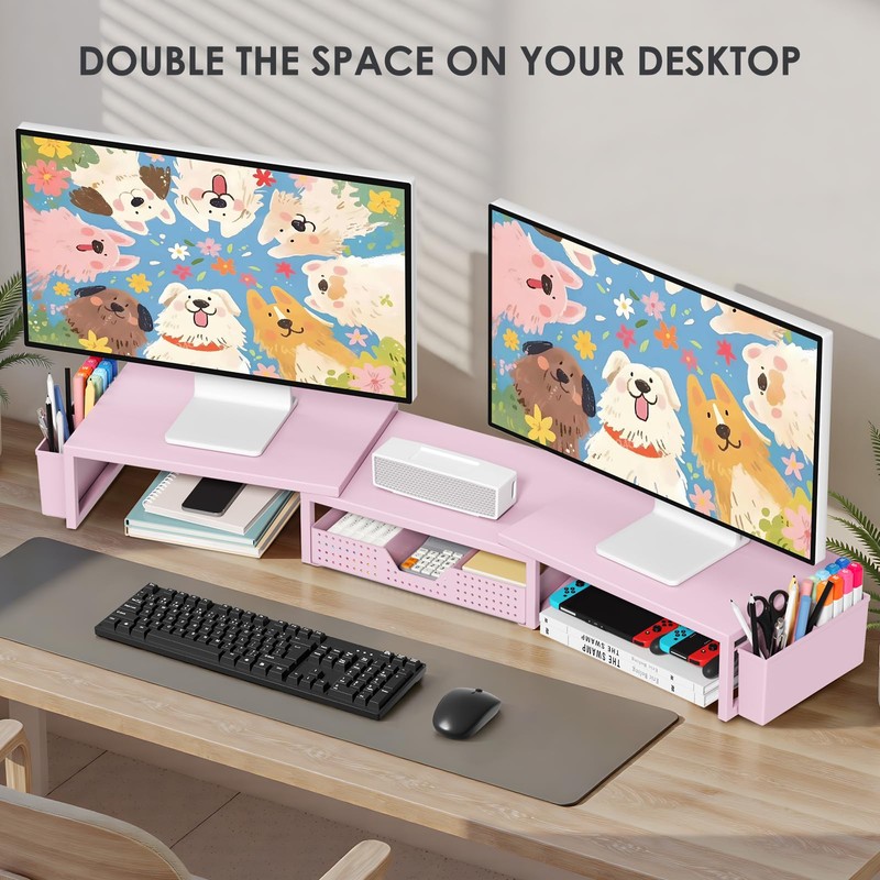 OPNICE Desk Organizers and Accessories, Dual Monitor Stand Riser with