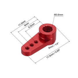 sourcing map 2 Pcs Aluminum Servo Horn 15T Servo Horn Steering Short Arm 17.5mm Length Red Suitable for DIY RC Car/Boat/Airplanes Boat Model Accessories with Screws
