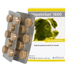 Alfavet HepatoSan 1600, unterstützt den Leberstoffwechsel, Nahrungsergänzung für Hunde, 32 Tabletten à 1600mg