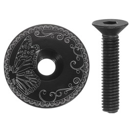sourcing map 1 1/4" OD Bicycle Headset Stem Top Cap Aluminum Alloy Cycling Headset Cover Stem with M6 Bolt for Road Bike, Black