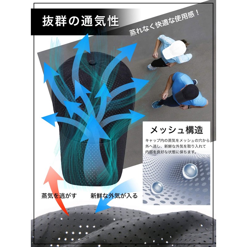 M2Ma Men's Running Cap, Washable, Quick Drying, Mesh Cap, Comfortable,