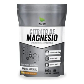 NATSA Citrato De Magnesio Polvo Grado Alimenticio 500 g, Ultra Puro, Sabor Natural, Calidad Premium                                                   