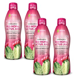 Maxx Herb Organic Red Nopal Cactus Juice - for Joint Support, Healthy Digestion,Vegan, Non-GMO and Gluten Free – 4 Bottles, 32 Oz Each (128 Servings)