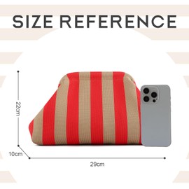 EVEOUT Dumpling Clutch for Women Woven Crochet Beach Vacation Handbag Purse Stylish Striped Bag for Party