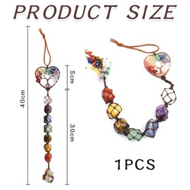 VEHYEGOI 1 Piece Of Seven-Color Crystal Stone Pendant, Hand-Woven Pendant, Stone Gift, Wall Hanging Decoration, Window Decoration, Creative Hanging Decoration