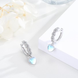 Moonstone Earrings Wings / Heart / Celtic Knot / Lotus Moonstone Drop Earrings 925 Silver Moonstone Leverback Earrings Moonstone Jewellery Gifts for Women, Sterling Silver