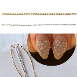 LEISURE CLUB Nail Deco Parts, Nail Parts, Chains, 2 Types, Nail Decoration Parts, Nail Art, Stud Parts, Valentine's Day, Gift, White Day Gift, Return, Popular, Fashionable (Gold + Silver)