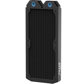 DIYhz Water Cooling Computer Radiator, 12 Pipe Thick Copper Heat Exchanger Liquid Cooling Radiator G1/4 Thread Heat Row Sink 240mm for CPU PC Laser Water Cool System DC12V Black